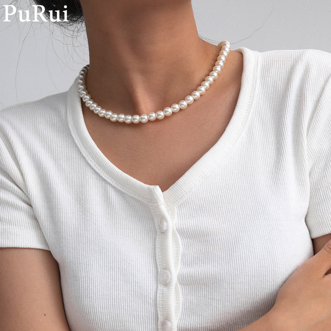 Pearl Choker Necklace Vintage - 女性のための豪華な模造真珠ネックレス,チョーカー,ヴィンテージ,ボヘミアン,韓国,真珠,トレンディ,ジュエリー