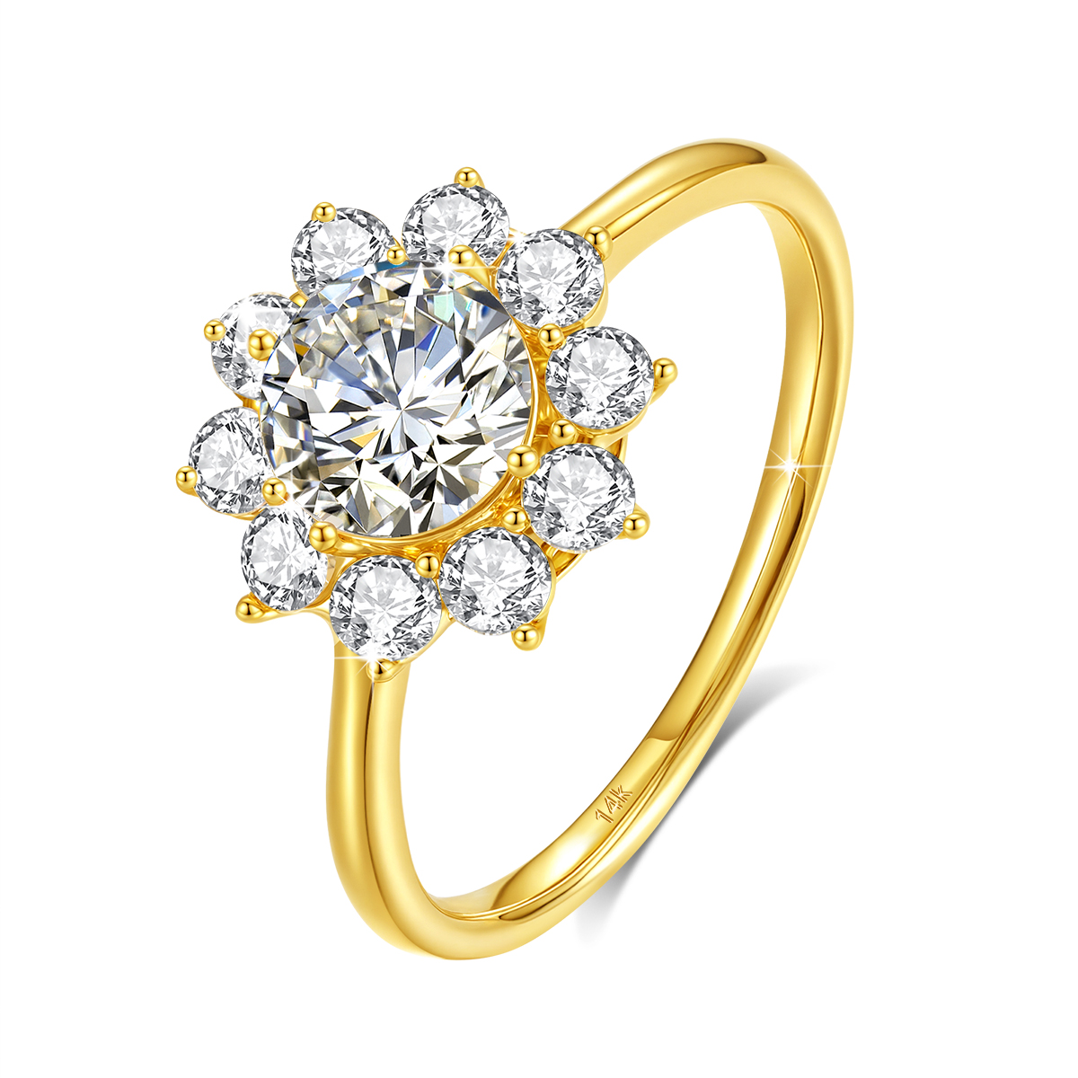 Moissanite Engagement Ring 1 Carat - Szjinao 100%本物の14金フラワーリング、フルモアッサナイトダイヤモンド1カラット、ウェディング高級ジュエリー、585金、流行のバレンタインデーギフト