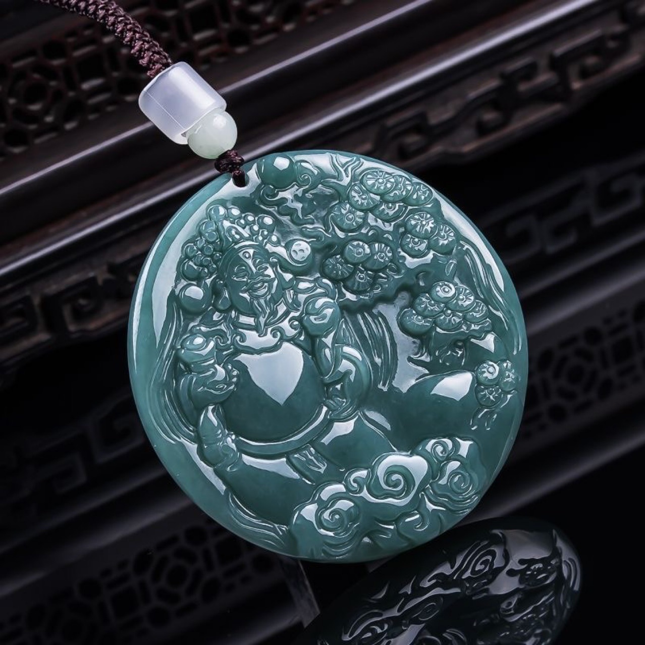 Necklaces - ビルマ翡翠の富の神ペンダントお守り女性へのギフトヴィンテージアクセサリー高級ジュエリー本物の翡翠チャームネックレス