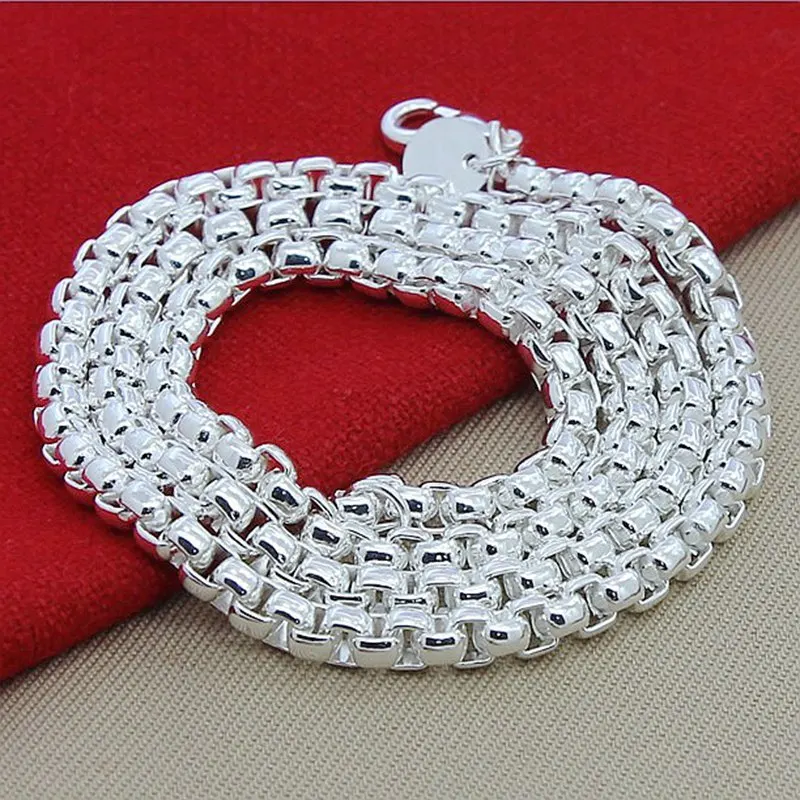 925 Sterling Silver Chain Necklace Men - 45-60 センチメートル 925 スターリングシルバーネックレスラウンドボックスチェーン結婚式高貴な魅力絶妙な高級ファッション女性男性ジュエリー