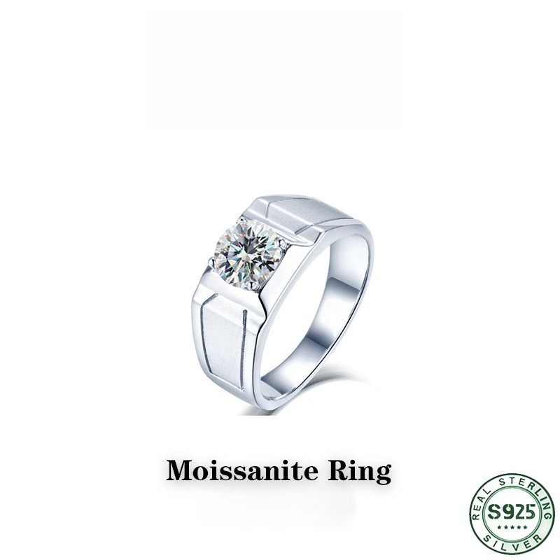 人気商品のS925スターリングシルバー製リング。幅広のデザイ - Moissanite Engagement Ring 1 Carat のレビューと価格