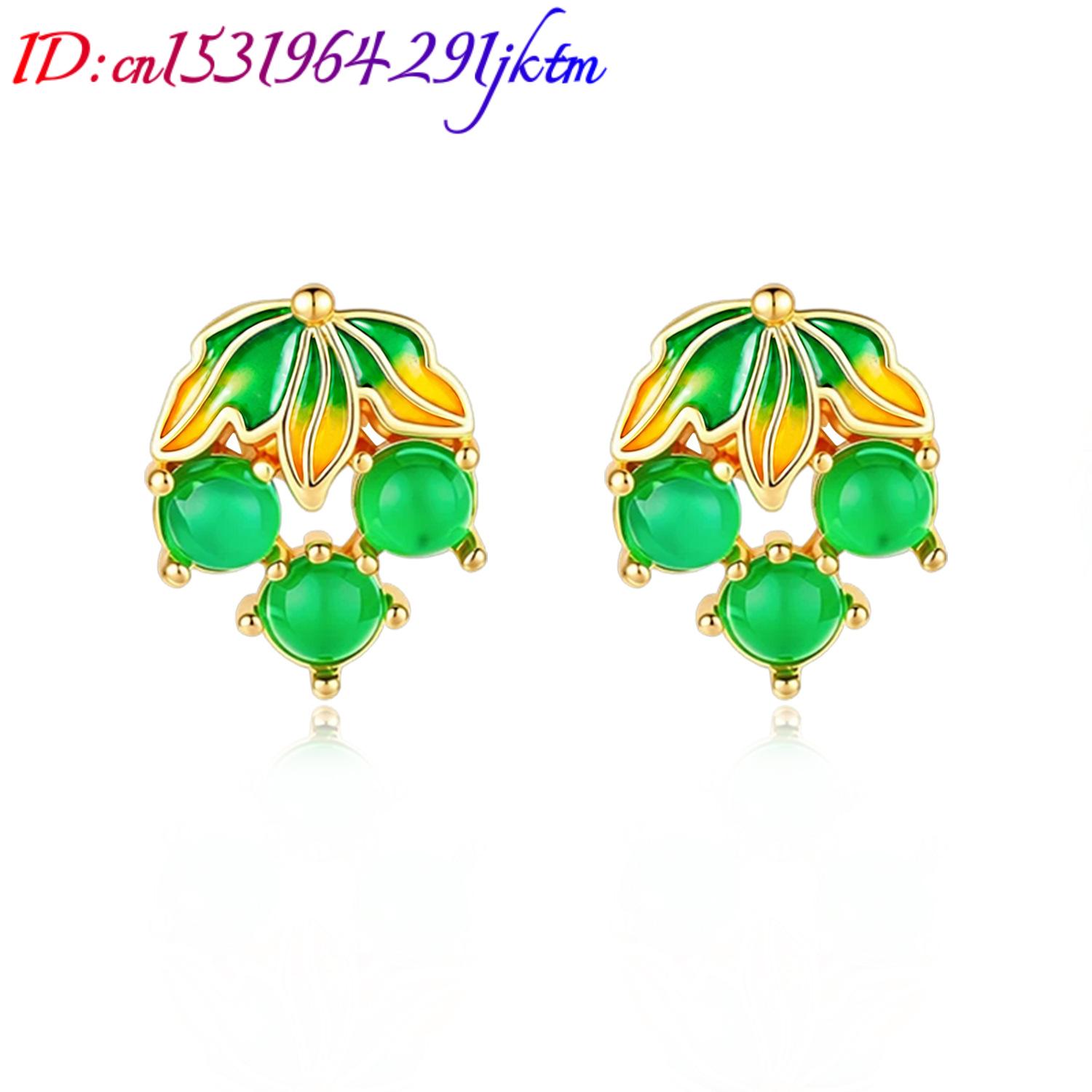 ビルマ産翡翠のぶどうモチーフピアス、ヴィンテージ風、天然素材 - Earrings のレビューと価格