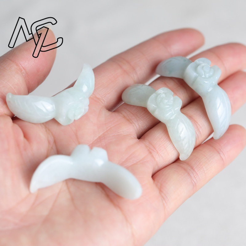 2PC ナチュラルホワイト翡翠翡翠ローズブレスレットペンダン - Earrings のレビューと価格