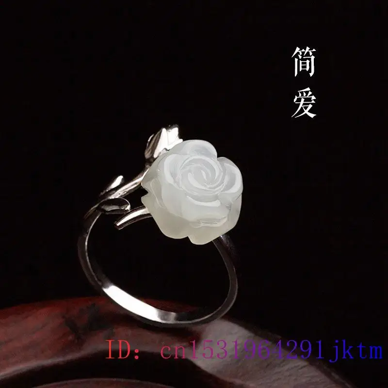 翡翠-女性用のバラの形をしたジュエリー,調節可能な石のチャー - Rings のレビューと価格
