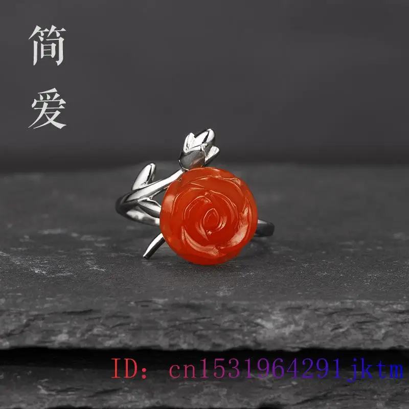 翡翠-女性用のバラの形をしたジュエリー,調節可能な石のチャー - Rings のレビューと価格