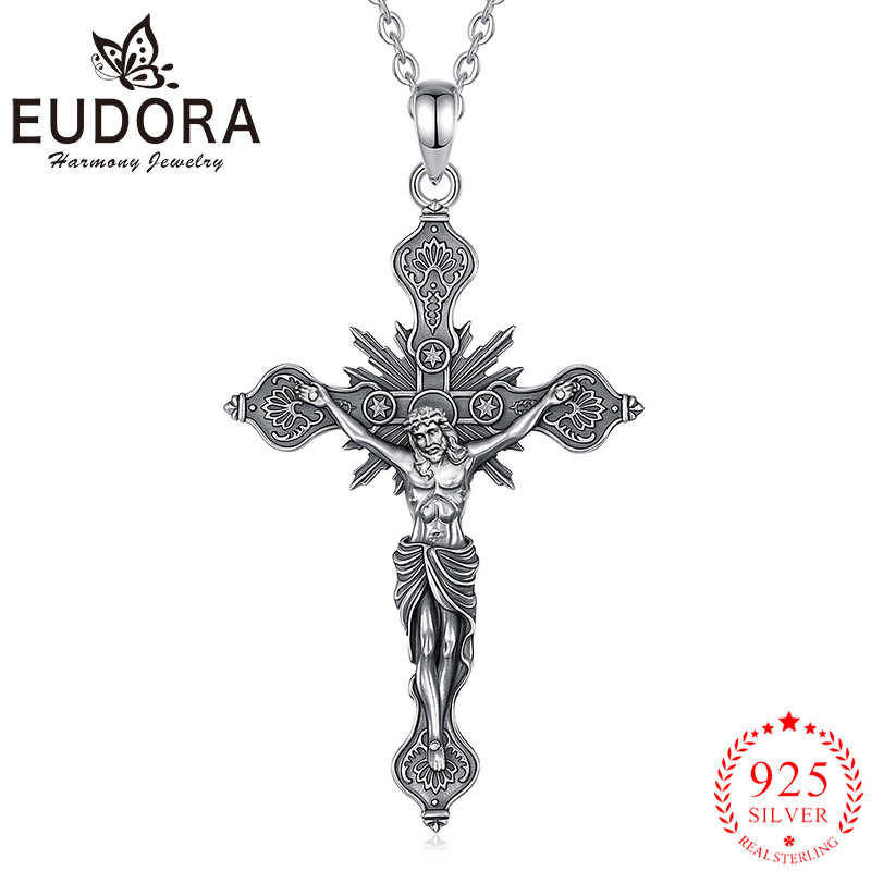 ユドーラ新しい十字架クロスネックレス 925 スターリングシ - 925 Sterling Silver Chain Necklace Men のレビューと価格