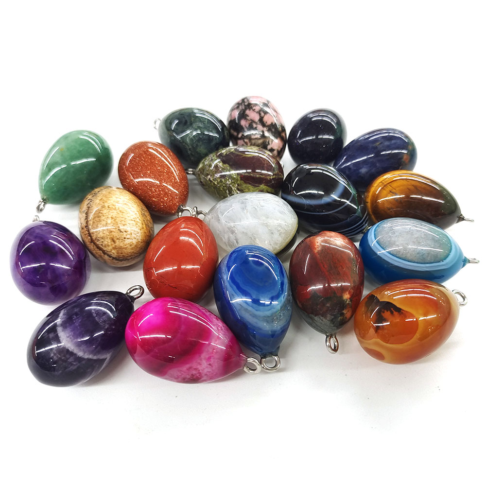 30x19mmのミニサイズの卵型ペンダント。天然石、ヒーリン - Crystal Pendant Necklace Natural Stone のレビューと価格