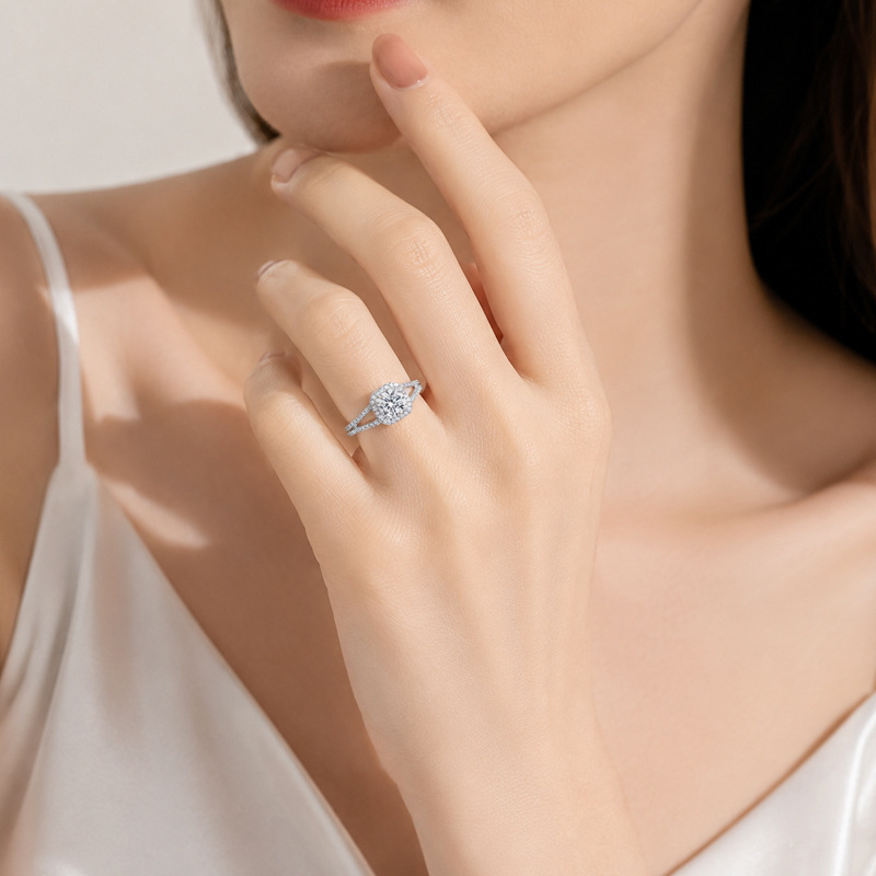 大人気！100％S925シルバー製、輝きを増した1カラットの - Moissanite Engagement Ring 1 Carat のレビューと価格