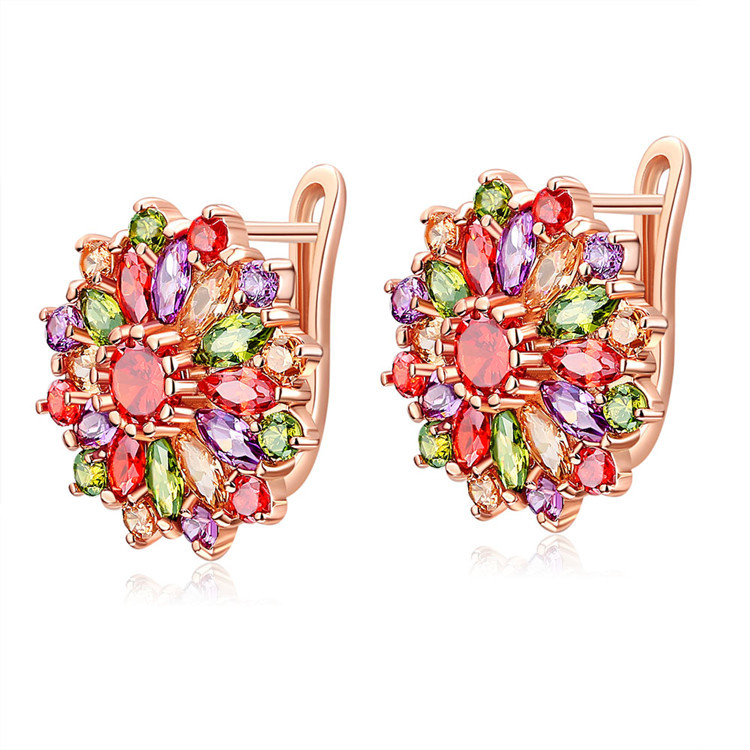 女性のための天然クリスタルの花のイヤリング,彫刻された宝石, - Earrings のレビューと価格