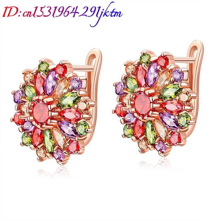 女性のための天然クリスタルの花のイヤリング,彫刻された宝石, - Earrings のレビューと価格