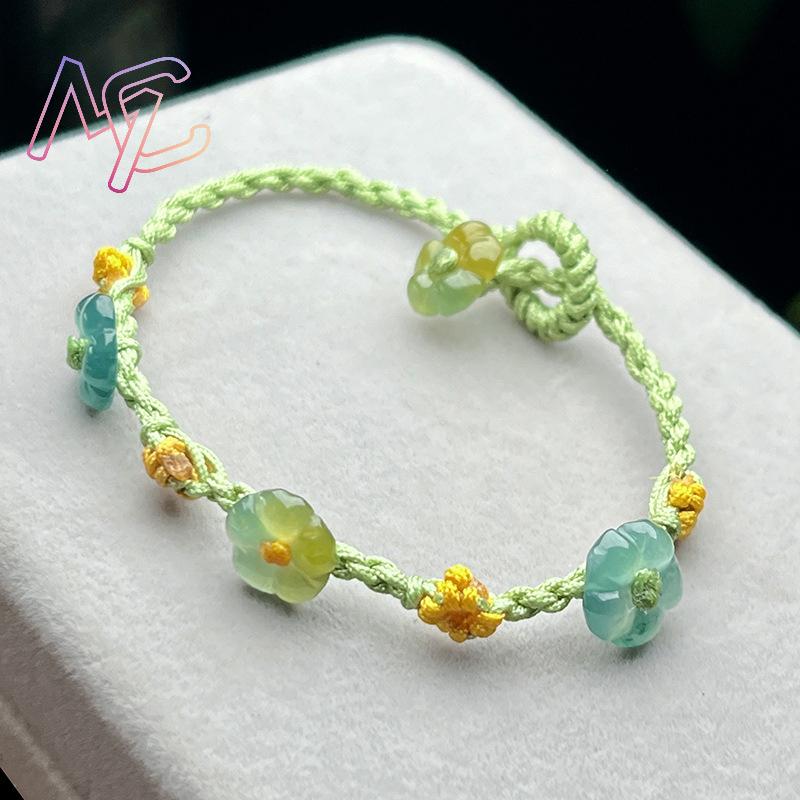 ミャンマー翡翠フラワーブレスレットリアルジュエリーデザイナー - Bracelets のレビューと価格