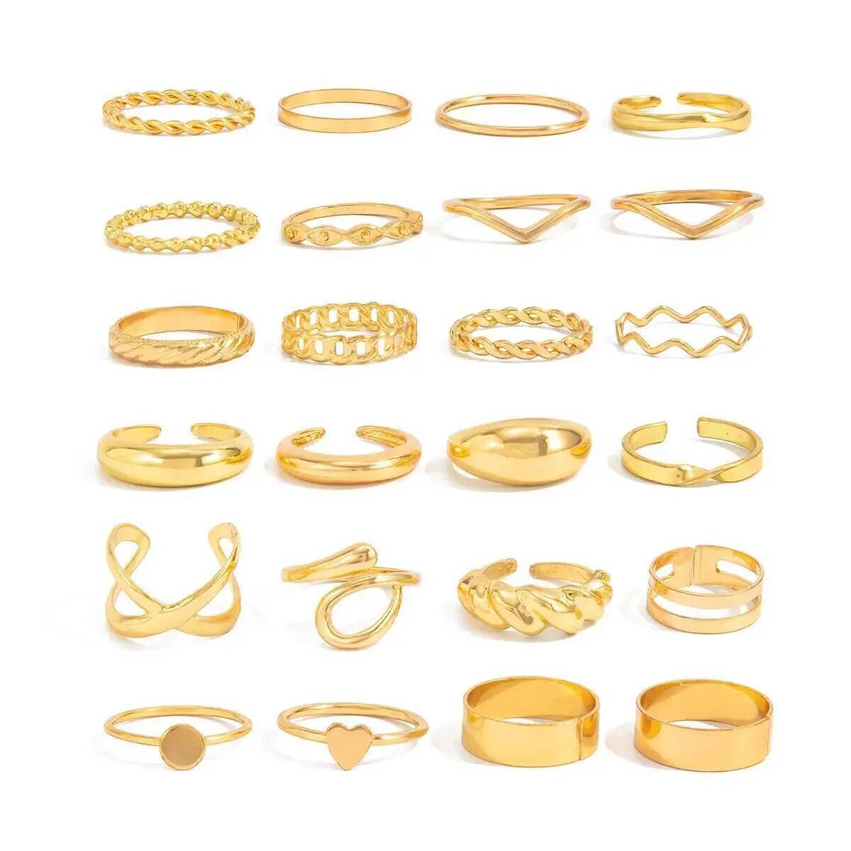 KunJoe 24 ピース/セットトレンディな不規則な幾何学 - Vintage Punk Knuckle Rings Set のレビューと価格