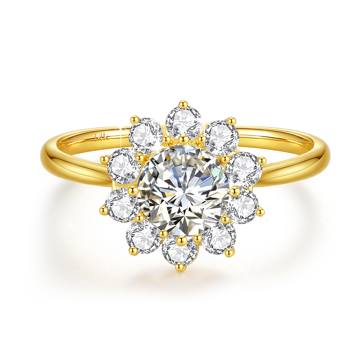 Szjinao 100%本物の14金フラワーリング、フルモア - Moissanite Engagement Ring 1 Carat のレビューと価格
