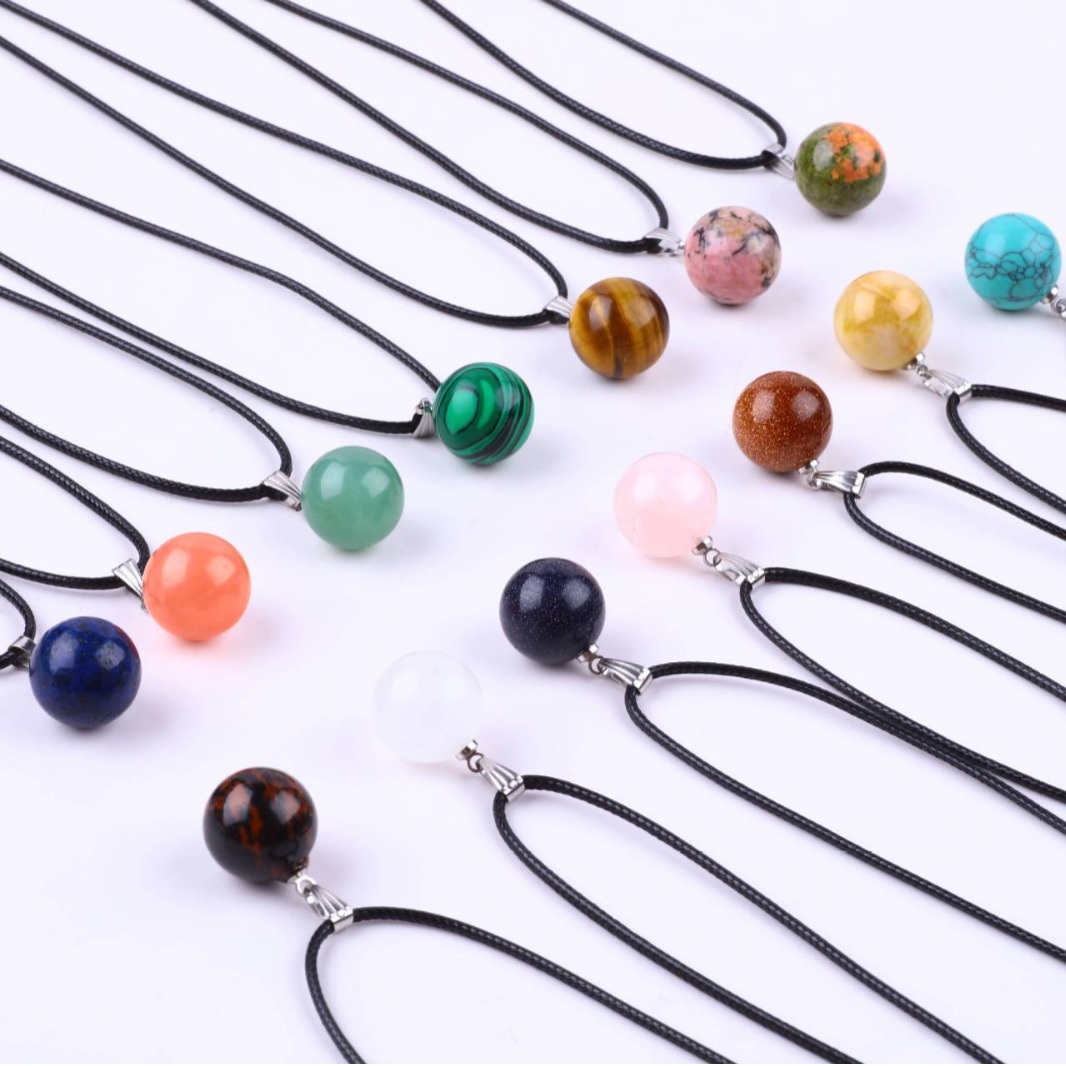 20 ピース/バッグ 14 ミリメートル天然石ラウンドペンダ - Crystal Pendant Necklace Natural Stone のレビューと価格