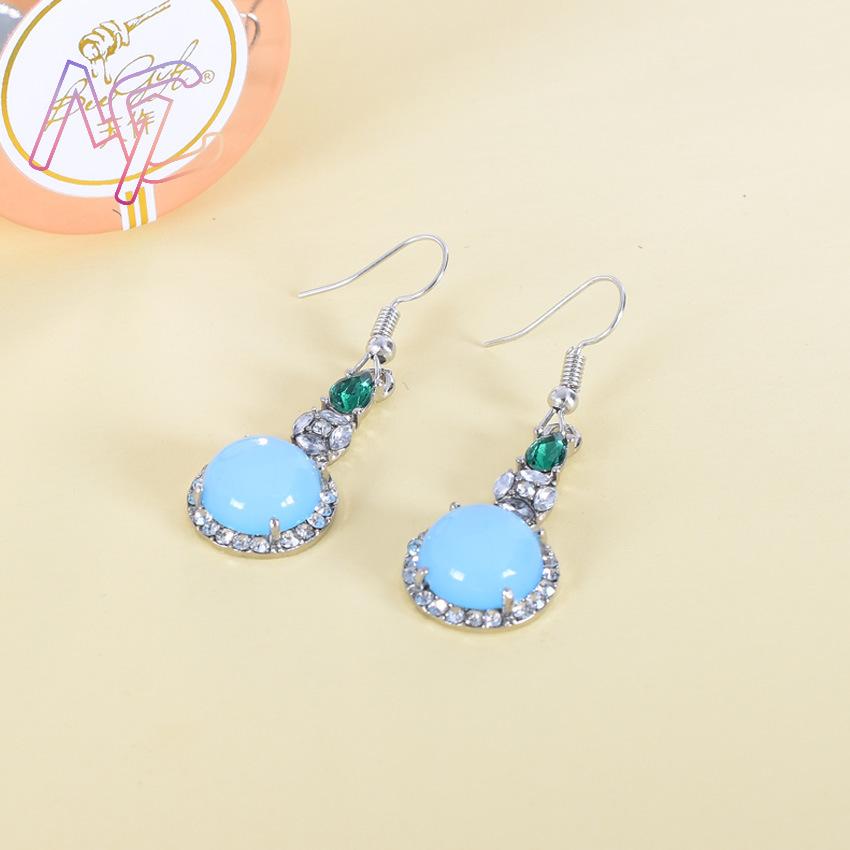 ブルーナチュラルジェイドイヤリングヴィンテージデザイナーお守 - Earrings のレビューと価格