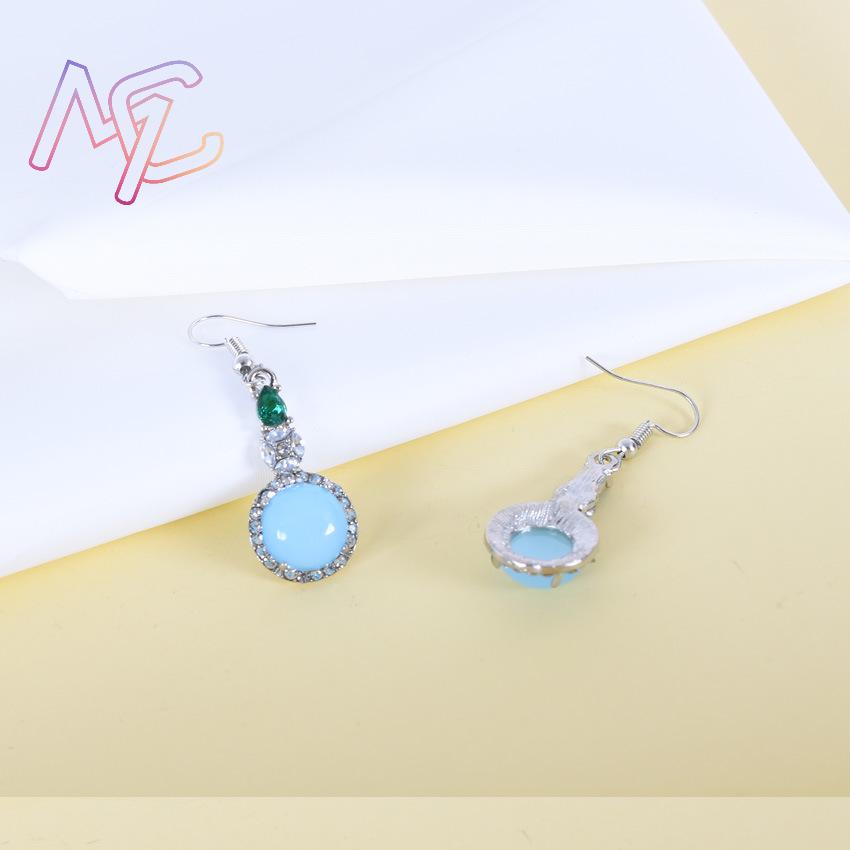ブルーナチュラルジェイドイヤリングヴィンテージデザイナーお守 - Earrings のレビューと価格