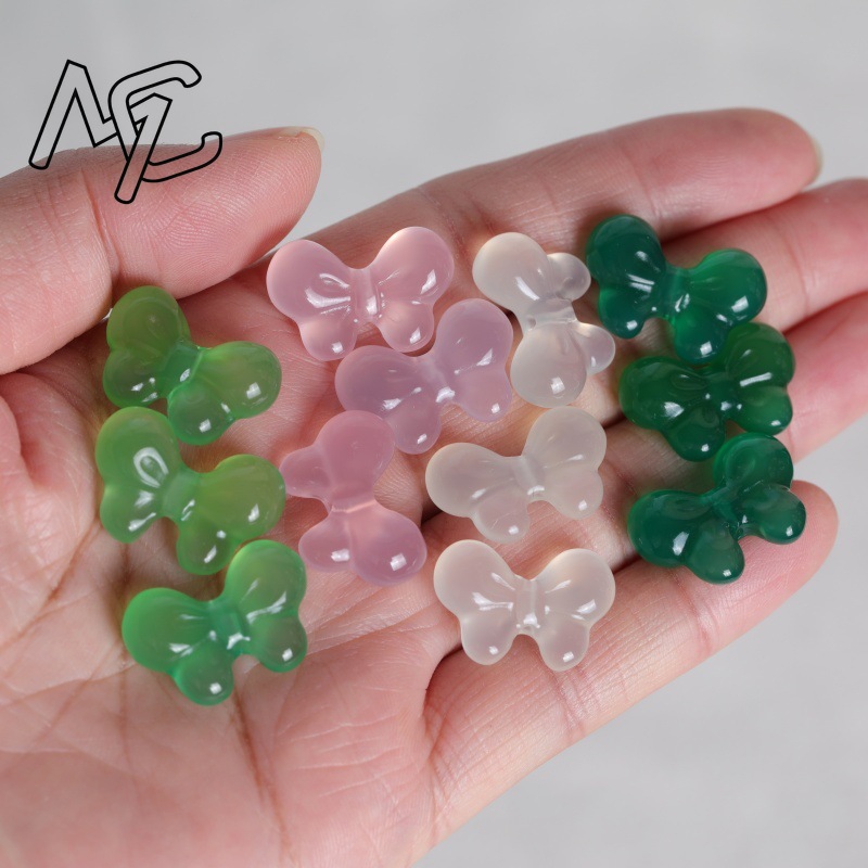 2PC 天然カルセドニー両面蝶ネクタイ DIY ペンダントビ - Earrings のレビューと価格