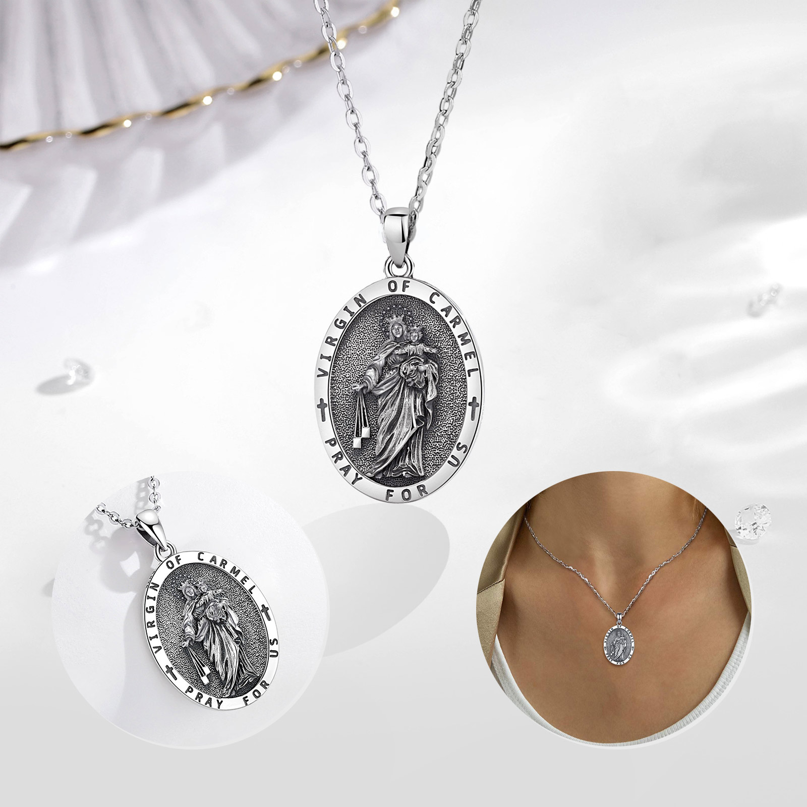 Eudora 925 スターリングシルバーバージンカーメルネ - 925 Sterling Silver Chain Necklace Men のレビューと価格