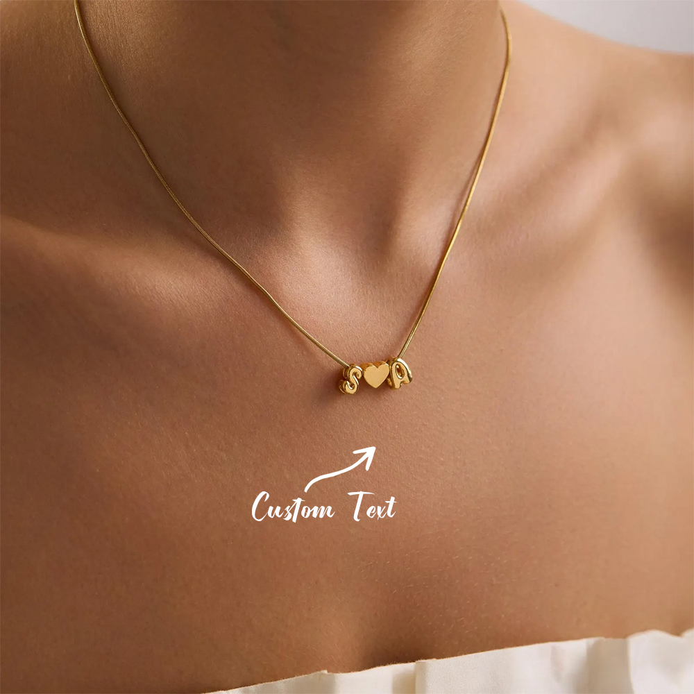 カスタム2文字イニシャルネーム3Dバブルハートネックレスステ - Custom Name Necklace Stainless Steel のレビューと価格