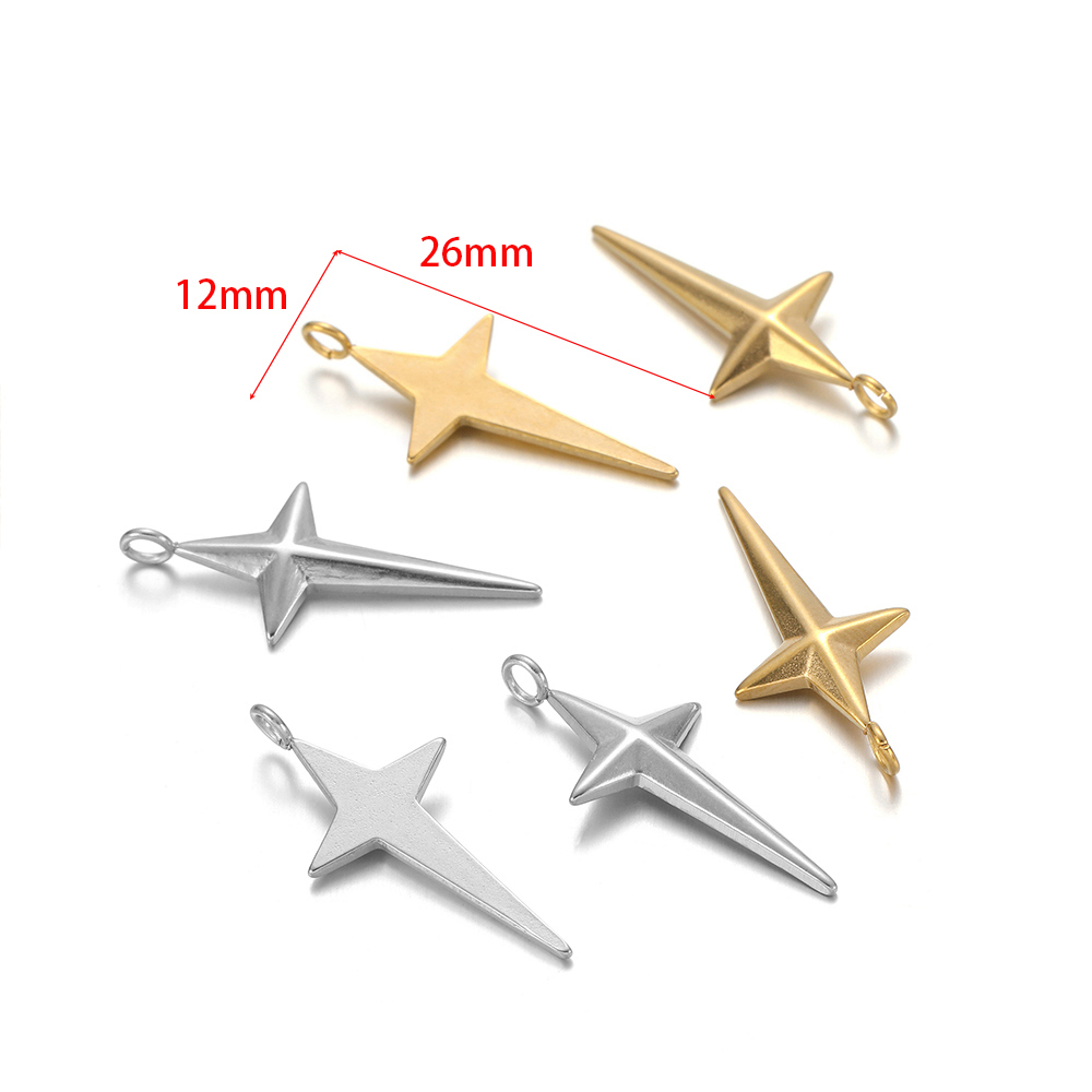5 個のステンレス鋼ゴールドメッキクロススターチャームネック - Cross Pendant Necklace Gold のレビューと価格