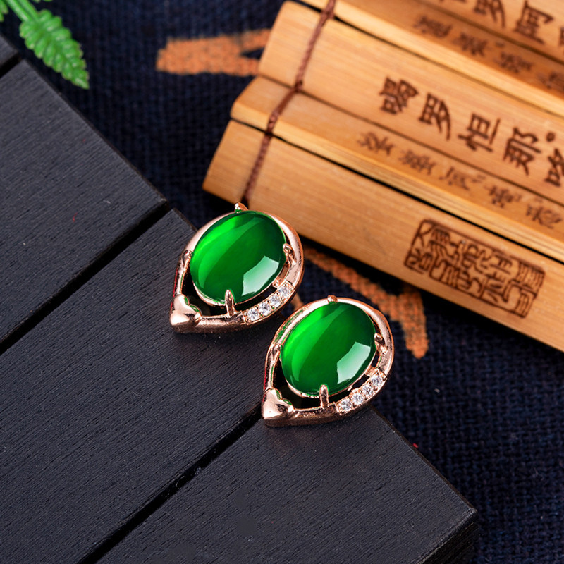 天然翡翠の花のイヤリング,石のイヤースタッド,お守り,ピンク - Earrings のレビューと価格