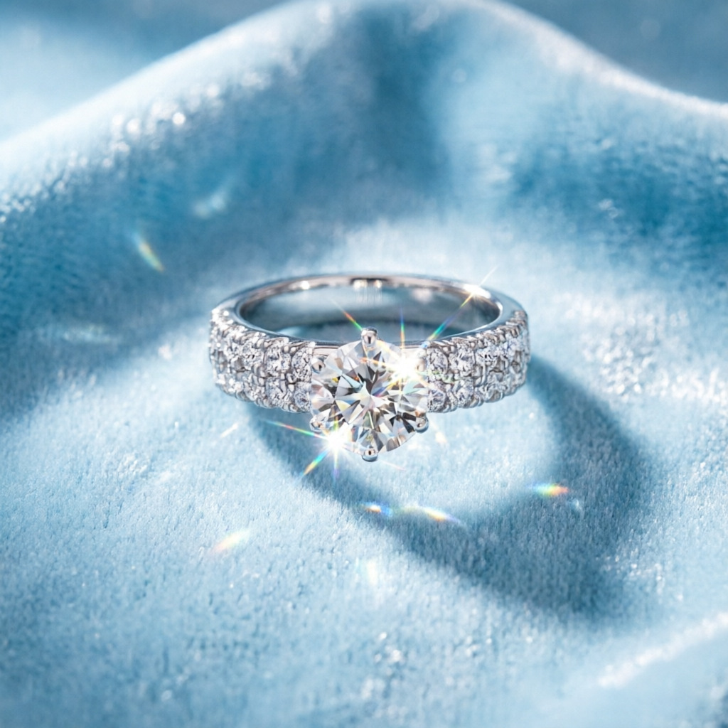 人気急上昇中のファッションリング。100％S925シルバー製 - Moissanite Engagement Ring 1 Carat のレビューと価格