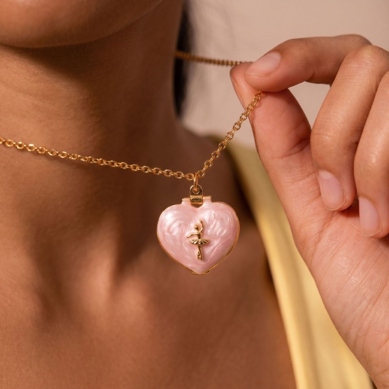 ヴィンテージハート型フォトロケットネックレス カラフルエナメ - Heart Locket Necklace Photo のレビューと価格