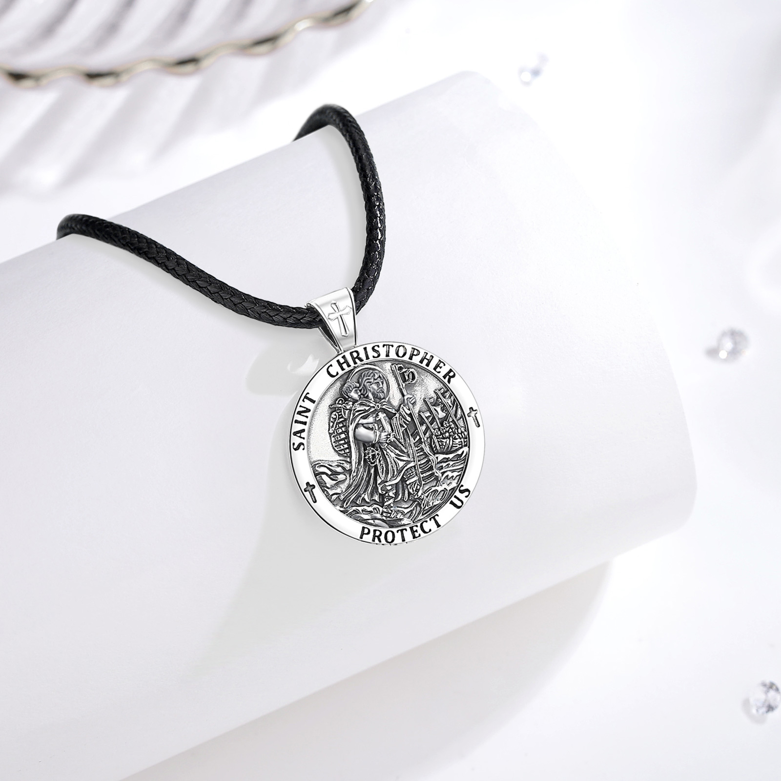 Eudora 新 925 スターリングシルバー聖クリストファ - 925 Sterling Silver Chain Necklace Men のレビューと価格