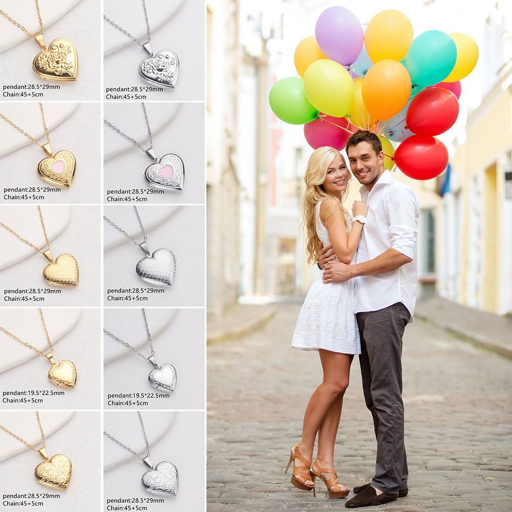 写真と写真が付いているdiyネックレスは、花がハートの形をし - Heart Locket Necklace Photo のレビューと価格